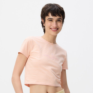 T-shirt w paski - M - pastelowy róż - damska - Reserved - WR183-03X