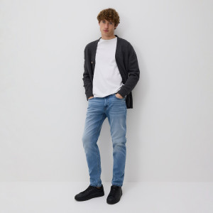 Jeansy slim z efektem sprania - 28/32 - niebieski - męska - Reserved - XO401-50J