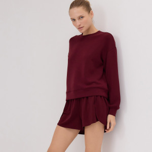 Gładkie szorty z modalem - XL - bordowy - damska - Reserved - YH604-83X