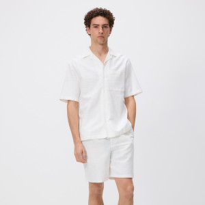 Lniane szorty jogger - L - biały - męska - Reserved - YN975-00X