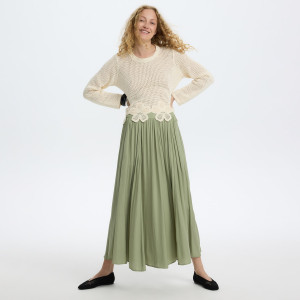 Plisowana spódnica maxi - XS - jasnozielony - damska - Reserved - YS109-07X