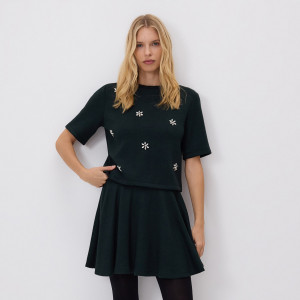 Spódnica mini z falbanką - M - morski - damska - Reserved - YT113-67X