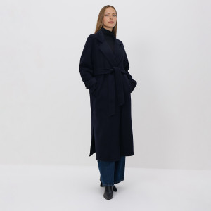 Płaszcz handmade z wełną - XXL - granatowy - damska - Reserved - YU158-59X