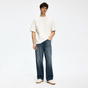 Jeansy baggy z efektem sprania - 28 - indigo jeans - męska - Reserved - YV149-57J