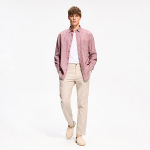 Spodnie chino slim z lnem - XL - beżowy - męska - Reserved - YV371-08M