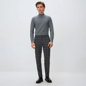 Spodnie slim fit w kratę - S - ciemnoszary - męska - Reserved - YV884-90P