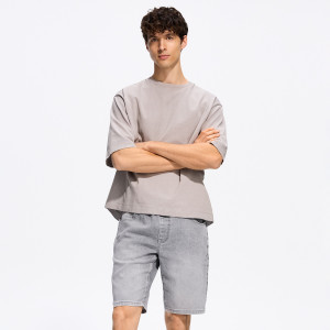 Jeansowe szorty jogger - 34 - jasnoszary - męska - Reserved - YW549-09J