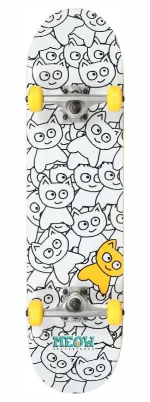 Meow Sticker Pile deskorolka | 8" White