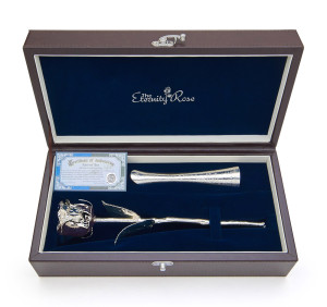 Silbergetauchte Rose und Vasen-Set