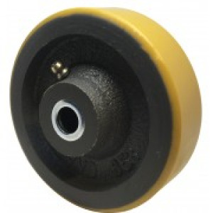 Yellow Polyurethane Wheel 100mm Cast Iron 12mm Roller Bearing | Ross Castors