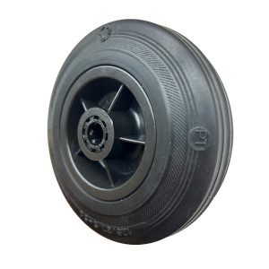 125mm Medium Duty Black Rubber Wheels with Roller Bearings | Ross Castors