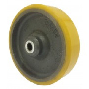 Yellow Polyurethane Wheel 200mm Cast Iron 20mm Roller Bearing | Ross Castors