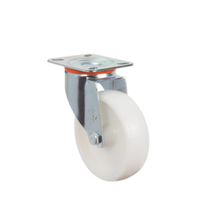 100mm Pressed Steel Swivel Castor with White Nylon Wheel | Ross Castors
