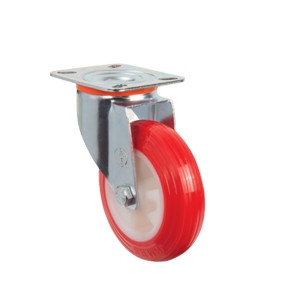 80mm Pressed Steel Castors with Red Polyamide Wheel | Ross Castors