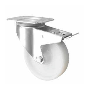200mm Swivel Nylon Castors with Brake | Ross Castors  | Zinc Plated Housing