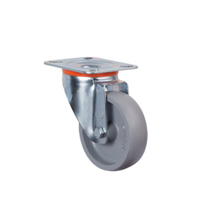80mm Pressed Steel Swivel Castor with Cast Iron Grey Wheel | Ross Castors