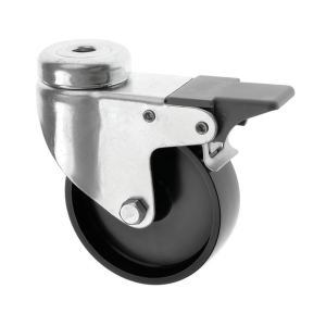 75mm M10 Bolt Hole Braked Castors Black Plastic Wheel | Ross Castors