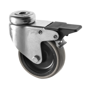 75mm M10 Bolt Hole Braked Castors Grey Rubber Wheel 4541505 | Ross Castors