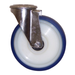 LAG 100mm Soft Blue Polyurethane Swivel Castor 250kg Load INOX20 Series | Ross Castors