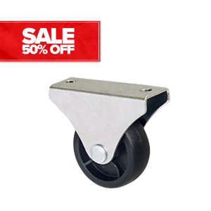 28mm Fixed Zinc Plated Castor Black Nylon Wheel | Ross Castors