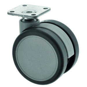 65mm Twin Wheel Castor with a Plate Fitting | Ross Castors
