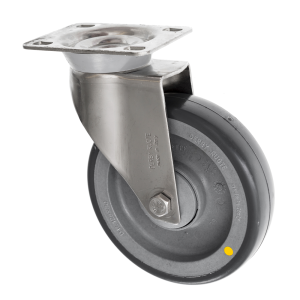 125mm Swivel Stainless Steel Castor Antistatic Rubber Wheel | Ross Castors | Light Duty Stainless Steel