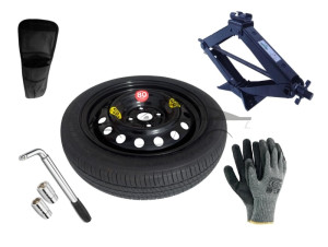 Extradeon Kit - Roue de secours KIA RIO II R15 4x100x54,1 + Clé gola + Cric + House pour cric