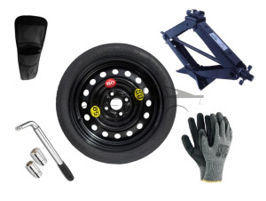 Extradeon Kit - Roue de secours SKODA CITIGO R15 4x100x57,1 + Clé gola + Cric + House pour cric