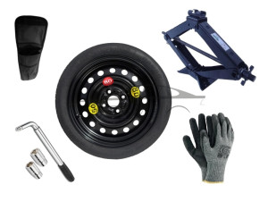 Extradeon Kit - Roue de secours SMART FORTWO II R15 3x112x57,1 + Clé gola + Cric + House pour cric