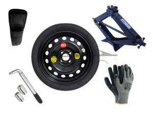 Extradeon Kit - Roue de secours DACIA SANDERO III R16 4x100x60,1 + Clé gola + Cric + House pour cric