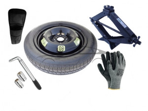Extradeon Kit - Roue de secours PEUGEOT 207 R15 4x108x65,1 + Clé gola + Cric + House pour cric