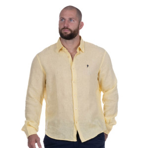 Ruckfield Chemise Lin manches longues jaune foncé