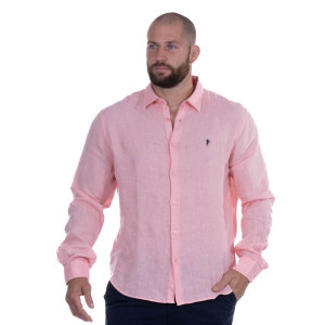 Ruckfield Chemise Lin manches longues Rose clair