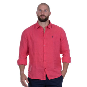 Ruckfield Chemise Lin manches longues Fuschia