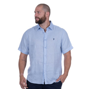 Ruckfield Chemise Lin manches courtes bleu ciel