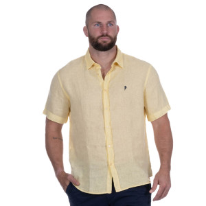 Ruckfield Chemise Lin manches courtes jaune foncé