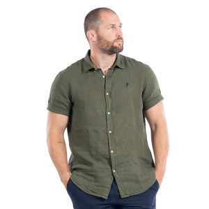 Ruckfield Chemise Lin manches courtes Kaki