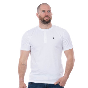 T-shirt Ruckfield basique blanc col boutonné
