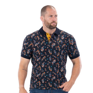 Polo Ruckfield à manches courtes rugby flowers bleu marine