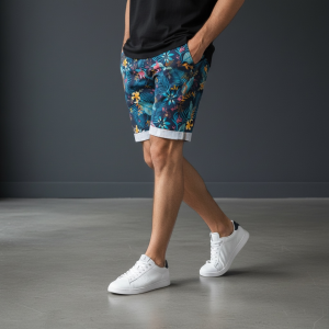 Bermuda à motifs Ruckfield Tropical bleu marine