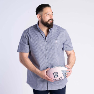 Chemise Ruckfield Members Rugby Club House vichy bleu marine à manches courtes
