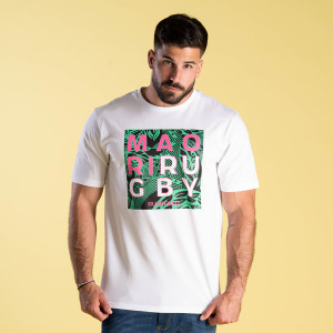 T-shirt Ruckfield rugby maori blanc
