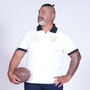 Ruckfield Polo blanc Jonah Lomu à manches courtes