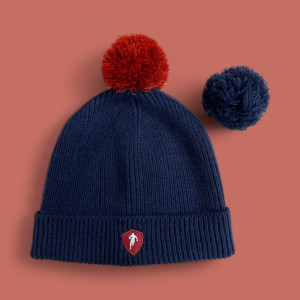 Bonnet pompon amovible Ruckfield bleu marine