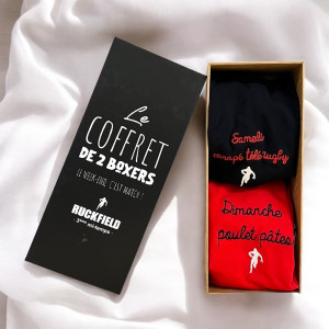 Boîte 2 boxers Ruckfield noir / rouge DEFECTUEUX