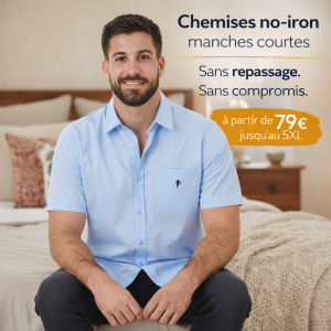 Chemisette Ruckfield bleu ciel ""No Iron""