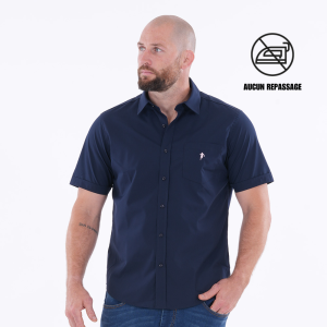 Chemisette Ruckfield marine ""No Iron""
