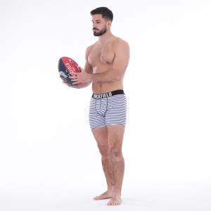 Boxer Ruckfield French Rugby Club rayé bleu et blanc