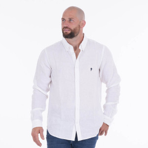 Chemise lin Ruckfield à manches longues blanc