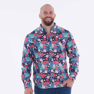 Chemise à manches longues Ruckfield Tropical Rugby bleu marine